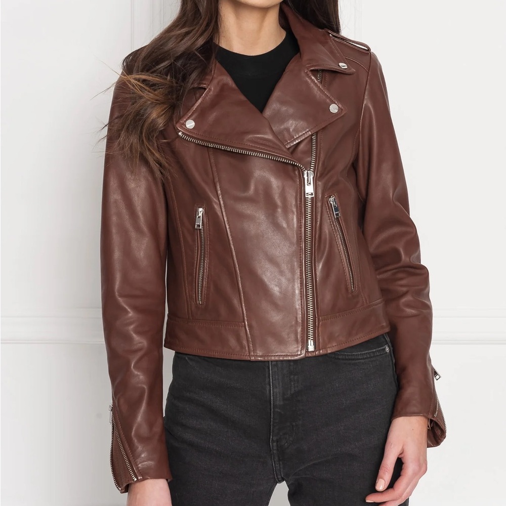 Lamarque distressed Donna Porto Classic Biker Jacket Medium Used